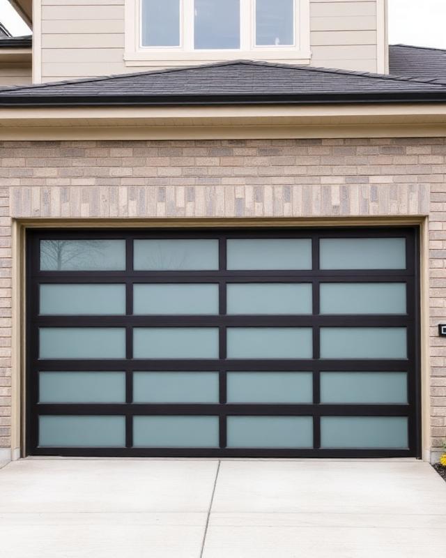 Modern glass panel garage door