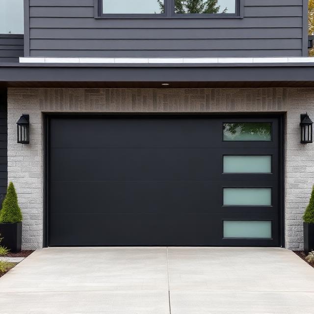 Contemporary black garage door